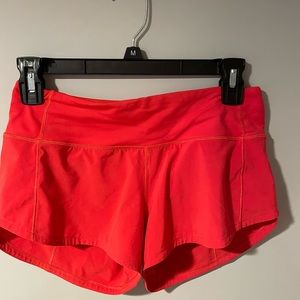 Red size 2 lululemon speedup shorts 2.5 in